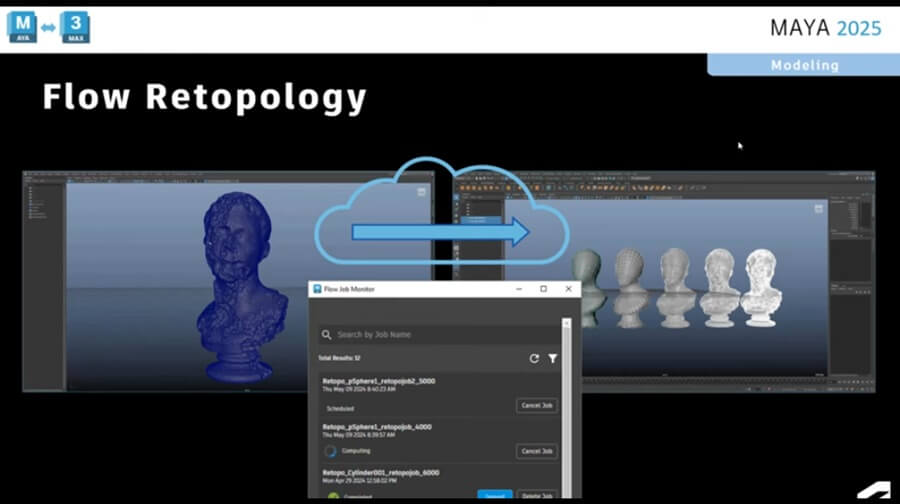 Flow Retopology插件允许用户在云端处理重新拓扑作业